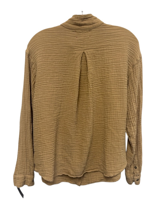 XiRENA Size M Tan Brown Cotton Button Down Long Sleeve Top Tan Brown / M