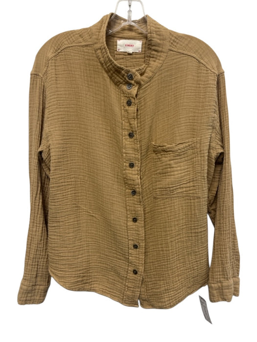 XiRENA Size M Tan Brown Cotton Button Down Long Sleeve Top Tan Brown / M