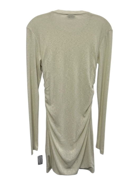 Nanushka Size L Pale Yellow Polyester Rouched Detail Long Sleeve Dress Pale Yellow / L