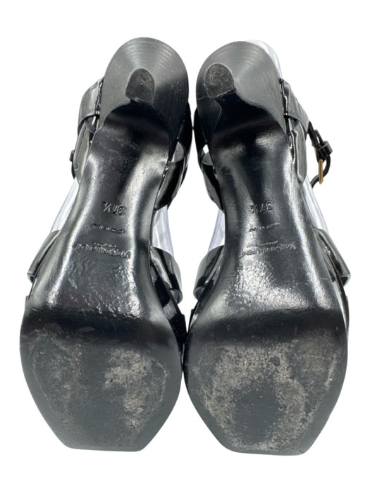 Yves Saint Laurent Shoe Size 37.5 Black Patent Leather Platform Sandals Black / 37.5