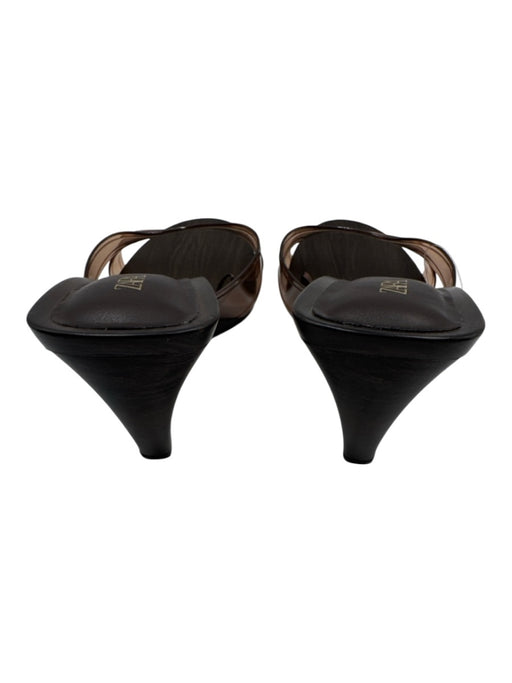 Zara Shoe Size 37 Chocolate Brown PVC Wooden Heel Open Toe Mule Wedge Sandals Chocolate Brown / 37