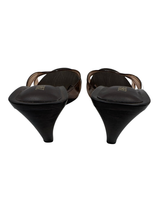 Zara Shoe Size 37 Chocolate Brown PVC Wooden Heel Open Toe Mule Wedge Sandals Chocolate Brown / 37