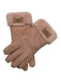 Ugg Pink Sheepskin Shearling Stitching Fold Over Gloves Pink