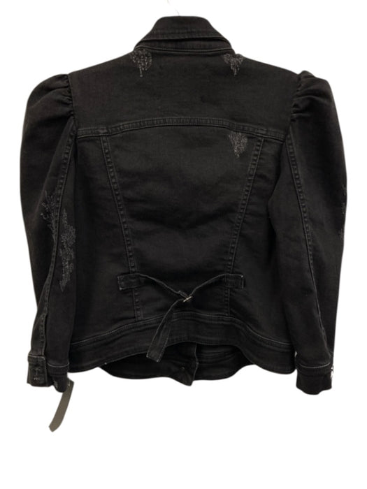 Retrofete Size Small Faded Black Cotton Denim Button Front Distressed Jacket Faded Black / Small