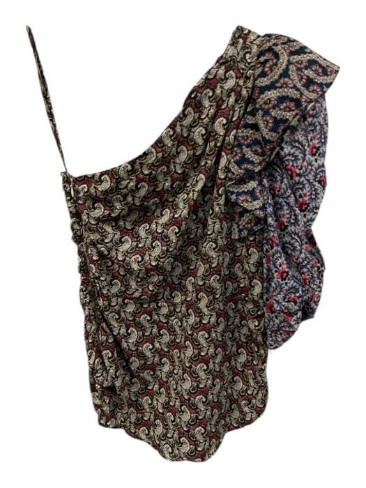 Isabel Marant Etoile Size 38 Brown, Pink, Blue Cotton Long puff sleeve Top Brown, Pink, Blue / 38