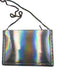 Balmain Iridescent Silver Patent Leather Studded Logo Chain Strap Clutch Bag Iridescent Silver / Small