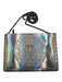 Balmain Iridescent Silver Patent Leather Studded Logo Chain Strap Clutch Bag Iridescent Silver / Small