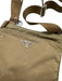 Prada Light Brown Nylon Zip Close Triangle Logo silver hardware Crossbody Bag Light Brown / Small