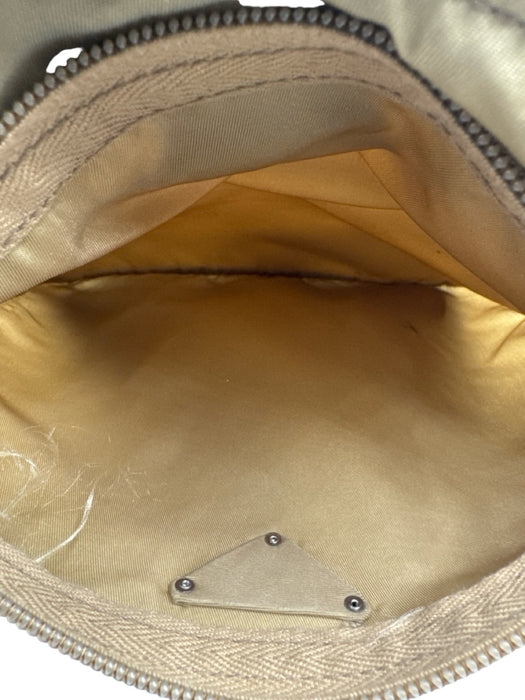 Prada Light Brown Nylon Zip Close Triangle Logo silver hardware Crossbody Bag Light Brown / Small
