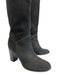Chanel Shoe Size 37 Dark Gray Leather Suede Round Toe Interlocking CC Boots Dark Gray / 37