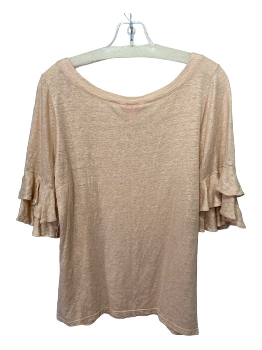 Lily Pulitzer Size Large Tan Linen Short flutter sleeve Metalic Threading Top Tan / Large