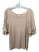 Lily Pulitzer Size Large Tan Linen Short flutter sleeve Metalic Threading Top Tan / Large