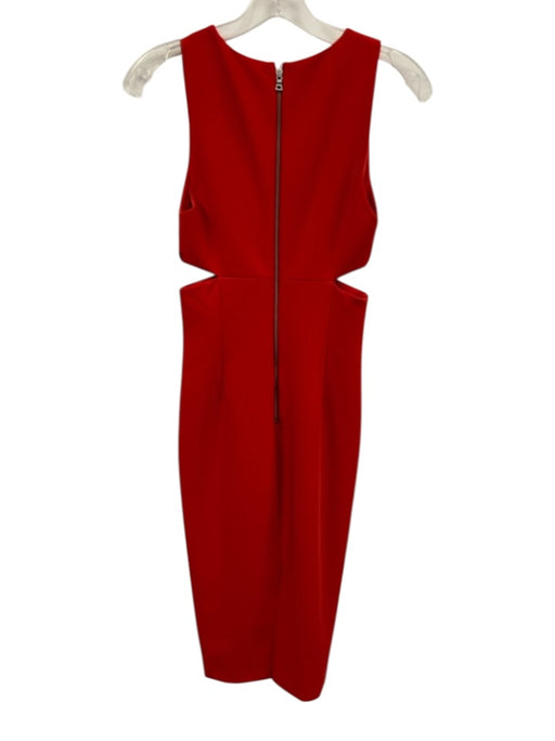 Alice + Olivia Size 2 Red Acetate & Polyester Sleeveless Cut Outs V Neck Dress Red / 2