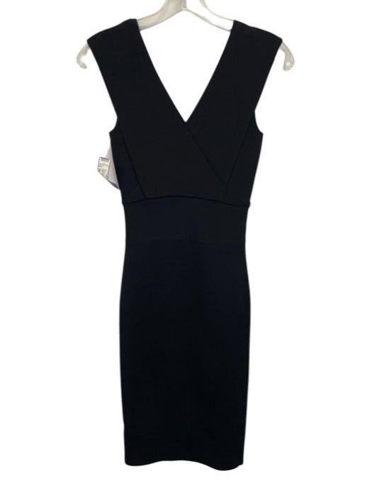 Reiss Size XS Black Viscose & Nylon Sleeveless V Neck Stretch Below knee Dress Black / XS