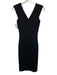 Reiss Size XS Black Viscose & Nylon Sleeveless V Neck Stretch Below knee Dress Black / XS
