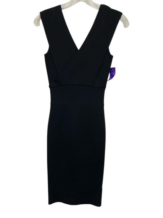 Reiss Size XS Black Viscose & Nylon Sleeveless V Neck Stretch Below knee Dress Black / XS