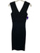 Reiss Size XS Black Viscose & Nylon Sleeveless V Neck Stretch Below knee Dress Black / XS