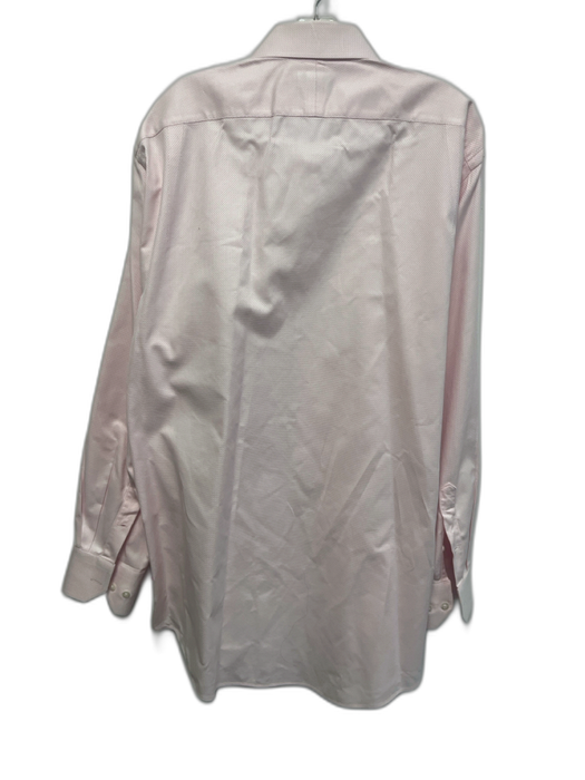 Neiman Marcus Size 17 Pink Cotton Micro Button up Men's Long Sleeve Shirt Pink / 17