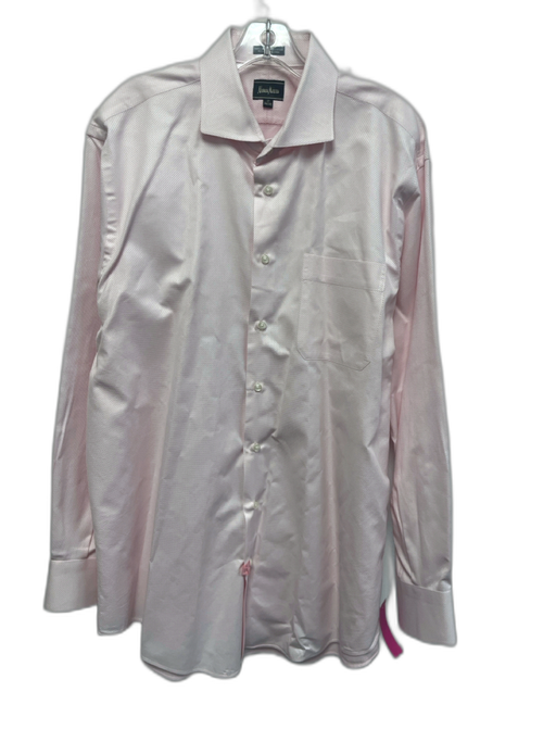Neiman Marcus Size 17 Pink Cotton Micro Button up Men's Long Sleeve Shirt Pink / 17