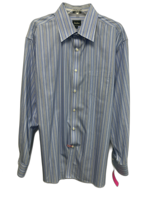 Neiman Marcus Size XL Blue & White Cotton Striped Button up Long Sleeve Shirt Blue & White / XL