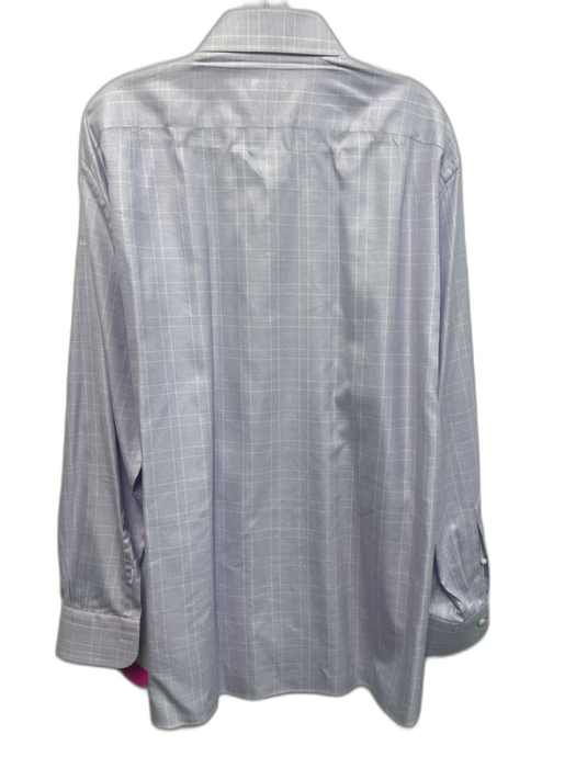 Zegna Size 18 Purple & White Cotton Grid Button Up Men's Long Sleeve Shirt Purple & White / 18