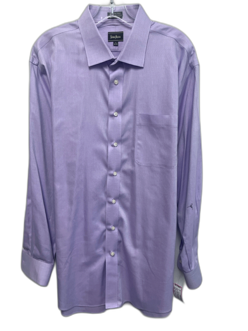 Neiman Marcus Size 17.5 Purple Cotton Solid Front Pocket Men's Long Sleeve Shirt Purple / 17.5