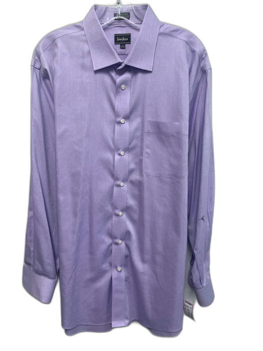 Neiman Marcus Size 17.5 Purple Cotton Solid Front Pocket Men's Long Sleeve Shirt Purple / 17.5