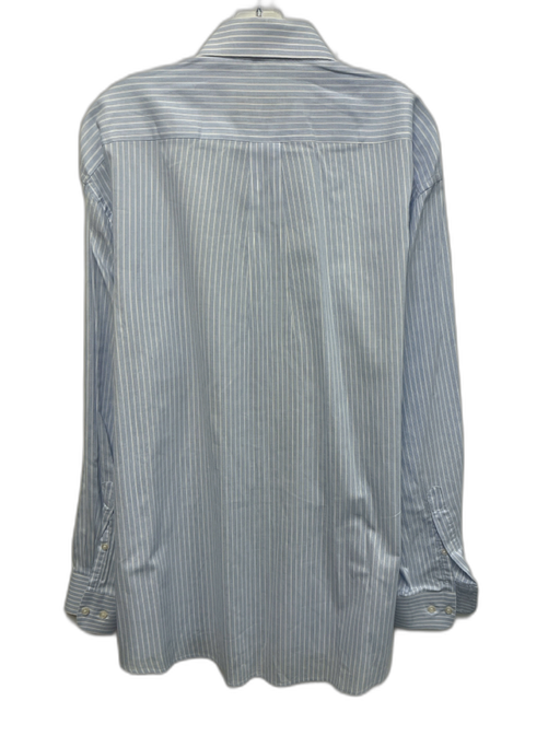 Nicole Miller Size XL Blue & White Cotton Striped Button Up Long Sleeve Shirt Blue & White / XL