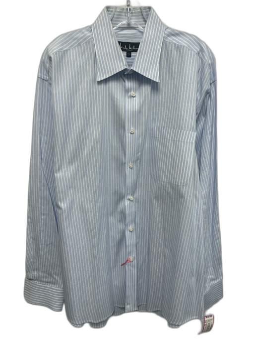 Nicole Miller Size XL Blue & White Cotton Striped Button Up Long Sleeve Shirt Blue & White / XL