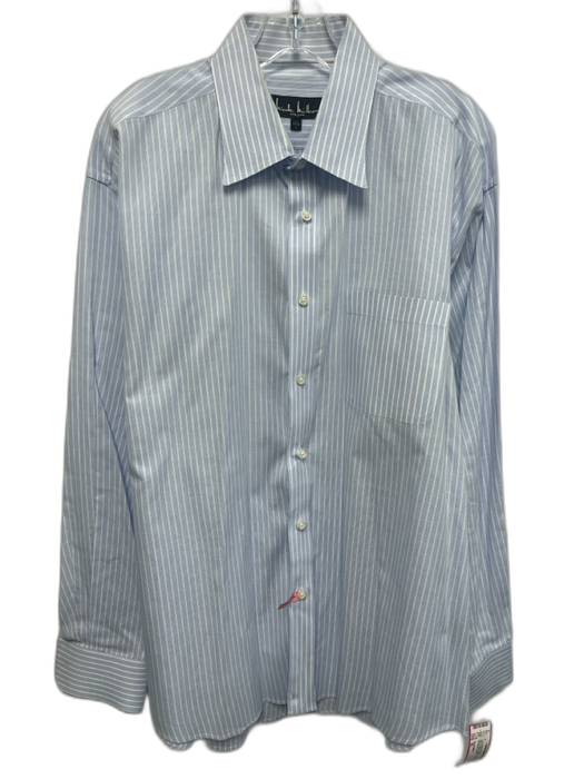 Nicole Miller Size XL Blue & White Cotton Striped Button Up Long Sleeve Shirt Blue & White / XL
