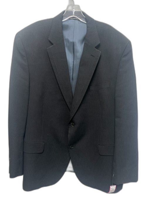 Saks Fifth Ave Black Cotton Striped 2 Button Men's Blazer Black / 48