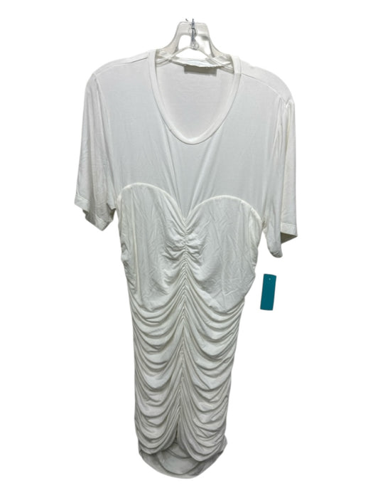 Jonathan Simkhai Standard Size XL White Viscose Blend Shirred Knee length Dress White / XL
