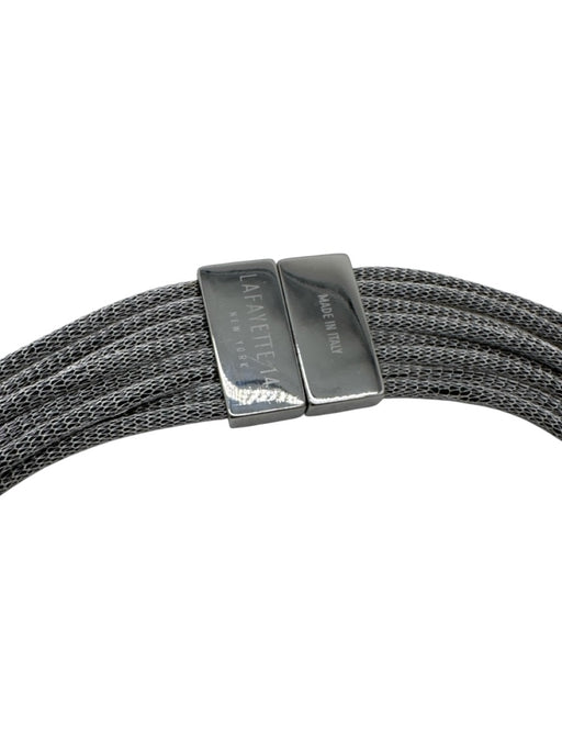 Lafayette 148 Silver & Taupe Metal magnetic clasp Ovals Multi Strand Necklace Silver & Taupe