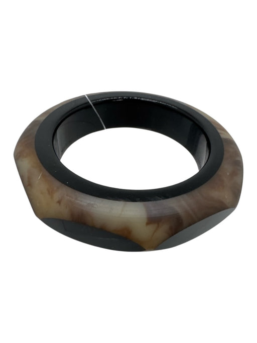 Lafayette 148 Brown & Black Resin Faceted Marbled Bangle Bracelet Brown & Black