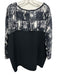 Lafayette 148 Size L Black & White Silk Abstract Paneled 3/4 Sleeve Top Black & White / L