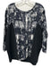 Lafayette 148 Size L Black & White Silk Abstract Paneled 3/4 Sleeve Top Black & White / L
