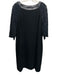 Lafayette 148 Size 14 Black Acetate Blend Crochet Lace 3/4 Sleeve Column Dress Black / 14