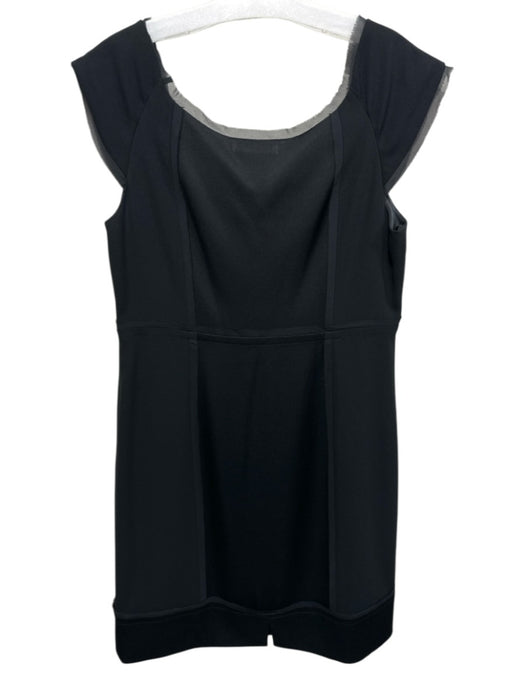 Teri Jon Size 14 Black Triacetate Blend Chiffon Detail Bow Knee Length Dress Black / 14