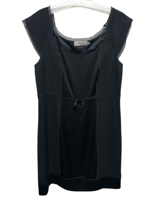 Teri Jon Size 14 Black Triacetate Blend Chiffon Detail Bow Knee Length Dress Black / 14