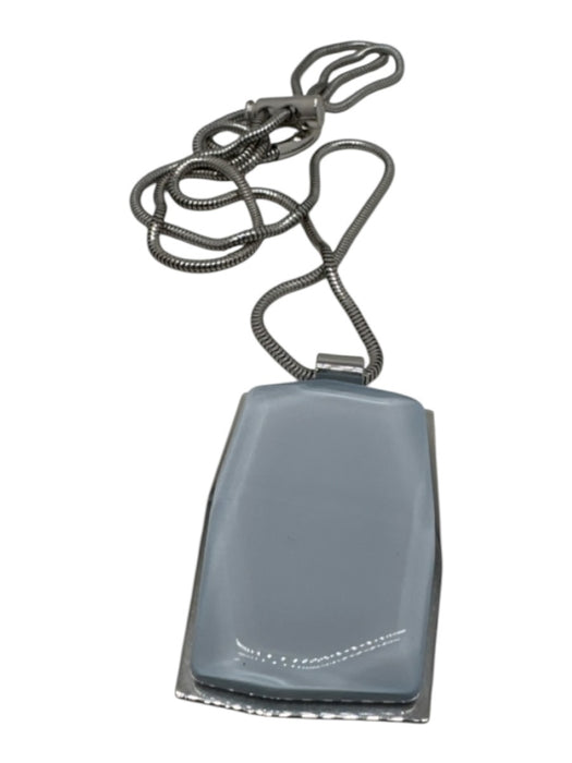 Lafayette 148 Silver & Clear Metal Lucite herringbone chain Adjustable Necklace Silver & Clear