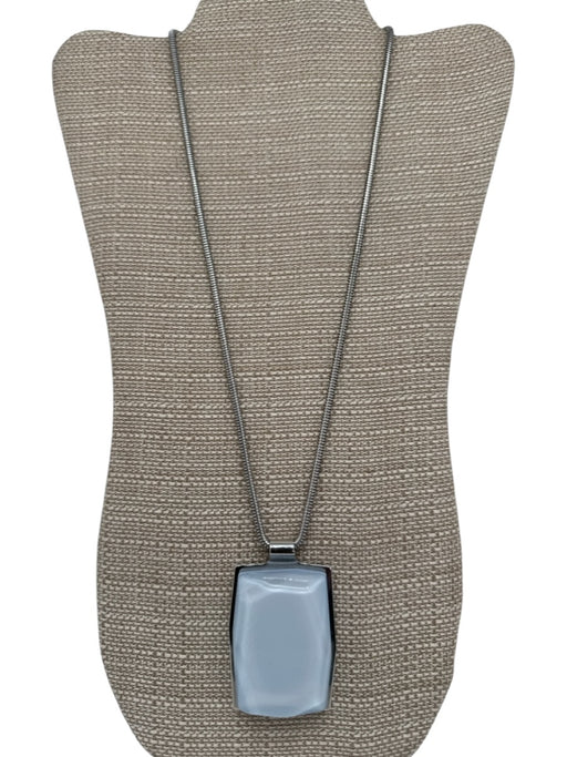 Lafayette 148 Silver & Clear Metal Lucite herringbone chain Adjustable Necklace Silver & Clear