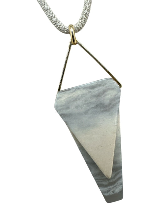 Lafayette 148 Beige & Gray Cord Resin Geometric Pendant Long Necklace Beige & Gray