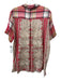 Lafayette 148 Size L Pink & Cream Print Cotton Blend Gingham 3/4 Sleeve Top Pink & Cream Print / L