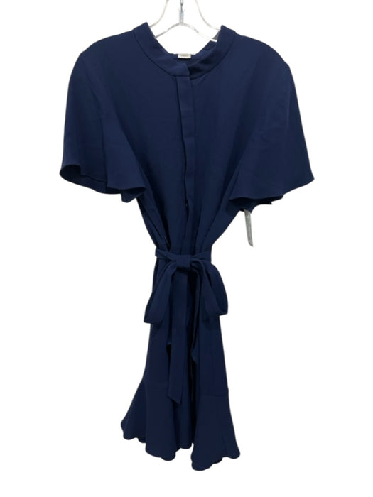 Shoshanna Size 12 Navy Blue Triacetate Blend Short Sleeve 1/2 Button Dress Navy Blue / 12