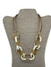 Lafayette 148 Gold Tone & White Metal Chain Detail Lobster Clasp Necklace Gold Tone & White