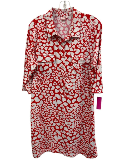P Size XL Red & White Polymide & Elastane Abstract Front Pocket Dress Red & White / XL