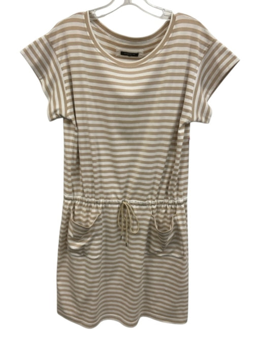 Lafayette 148 Size est. XL White & Beige Cotton Blend Drawstring Dress White & Beige / est. XL