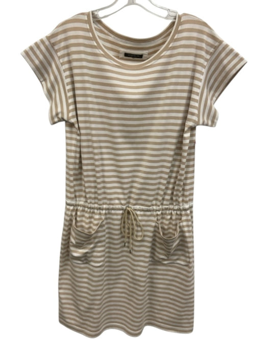 Lafayette 148 Size est. XL White & Beige Cotton Blend Drawstring Dress White & Beige / est. XL