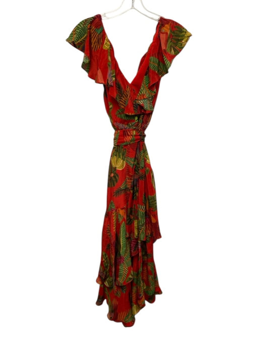 Farm Rio Size L Red & Multi Viscose Sleeveless Flora & Fauna Jungle Print Dress Red & Multi / L