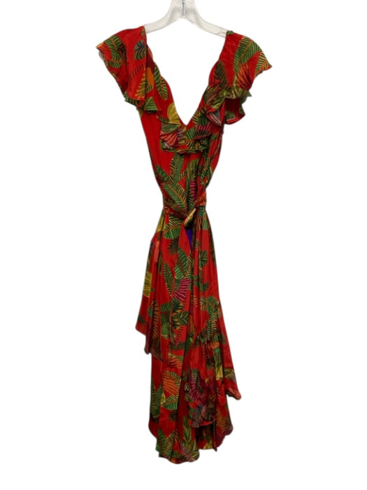 Farm Rio Size L Red & Multi Viscose Sleeveless Flora & Fauna Jungle Print Dress Red & Multi / L